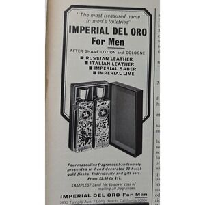 Imperial Del Oro For Men After Shave Lotion and Cologne Vintage Advertisement